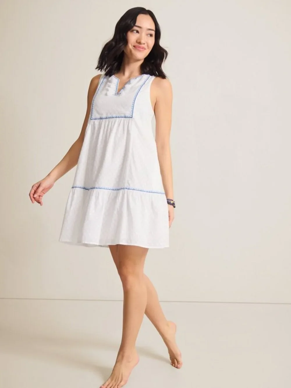 NWT Tommy Bahama Size Small White Sleeveless Tiered Dress Swim Cover Up NEW